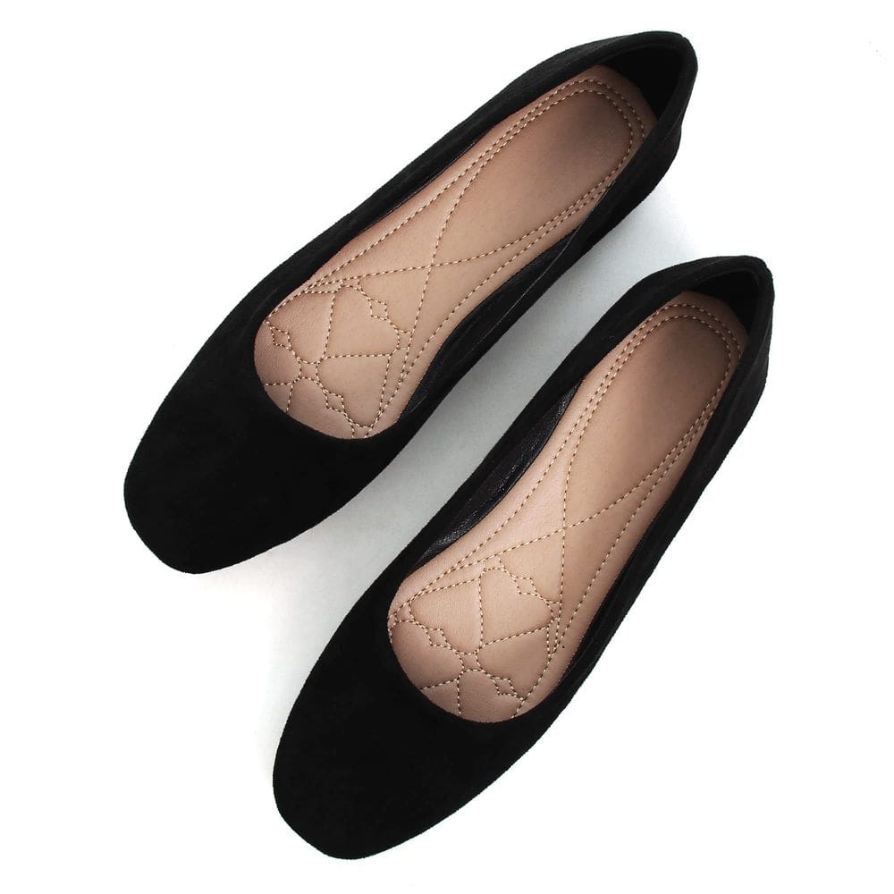 Flats SAILING LU Black para mulheres, bico quadrado, tamanho 9,5