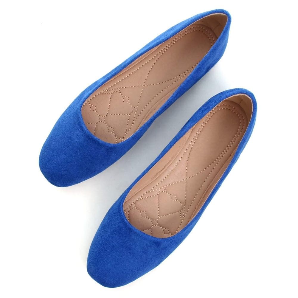 Flats SAILING LU Royal Blue para mulheres, tamanho 7,5, bico quadrado