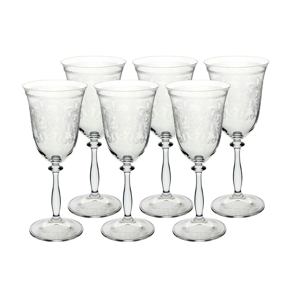 Jogo de 6 Taças em Cristal para Água com Detalhes 350ml