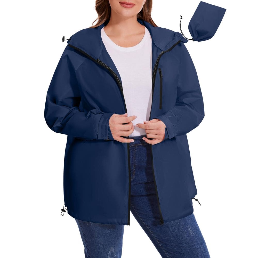 Casaco de chuva Aavoogue Plus Size impermeável Windbreaker Navy 3XL