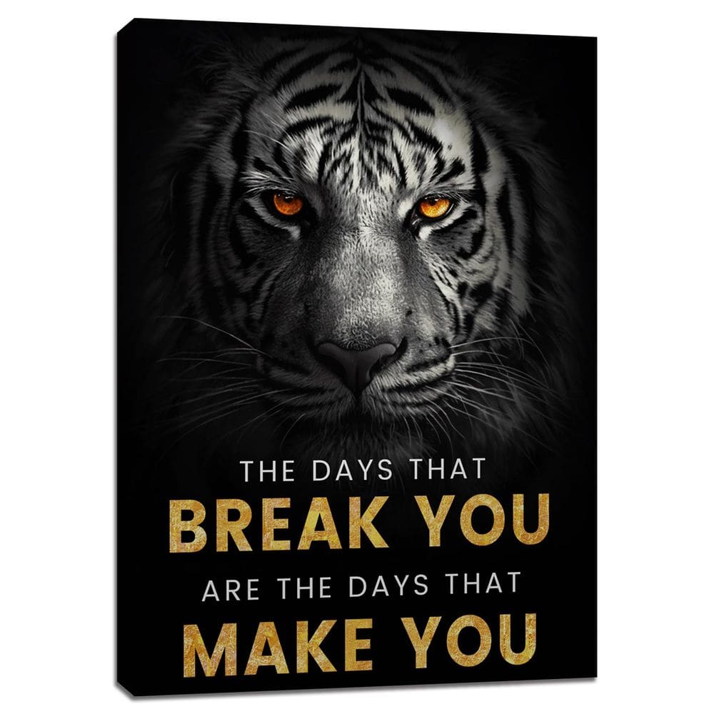 Arte de parede em tela Kuiluuye Black Wolf Motivational 30x40cm