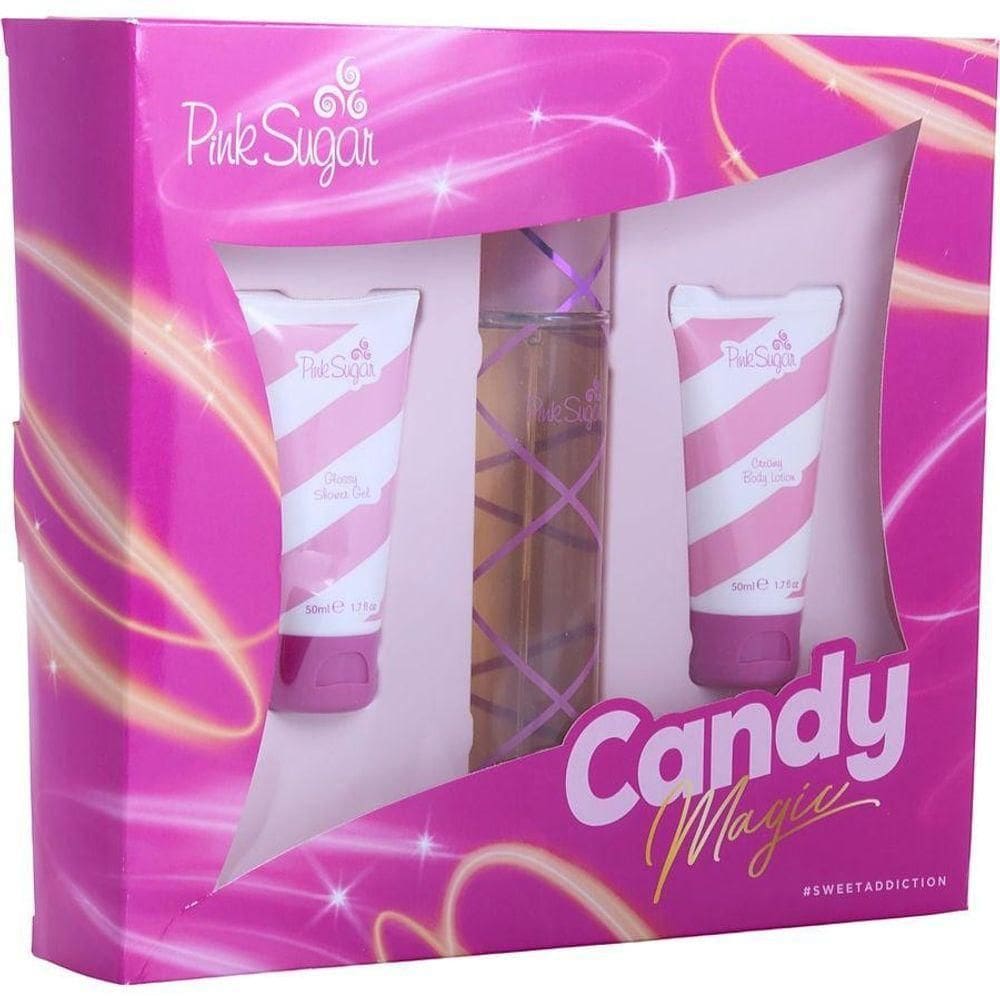 Perfume Feminino Aquolina Pink Sugar Edt Spray 100 Ml&loção Corporal 50 Gel De Banho