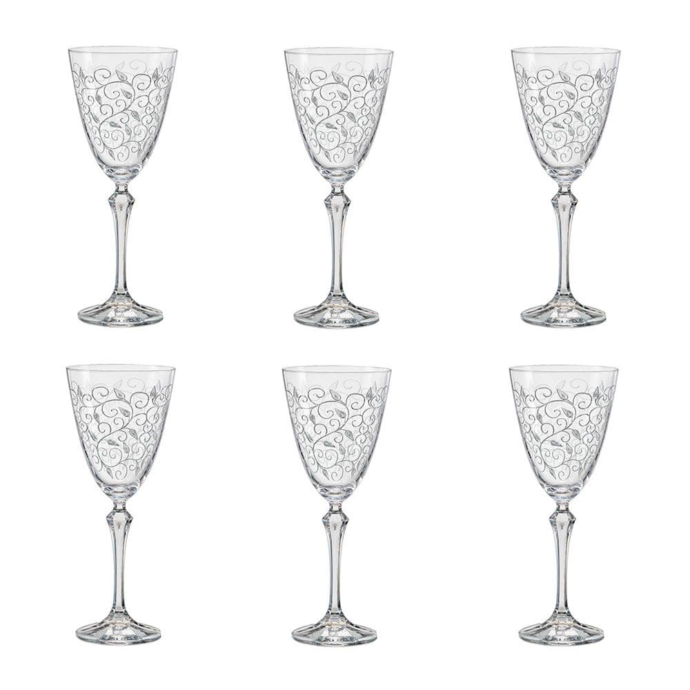 Jogo de 6 Taças em Cristal para Água com Detalhes 350ml