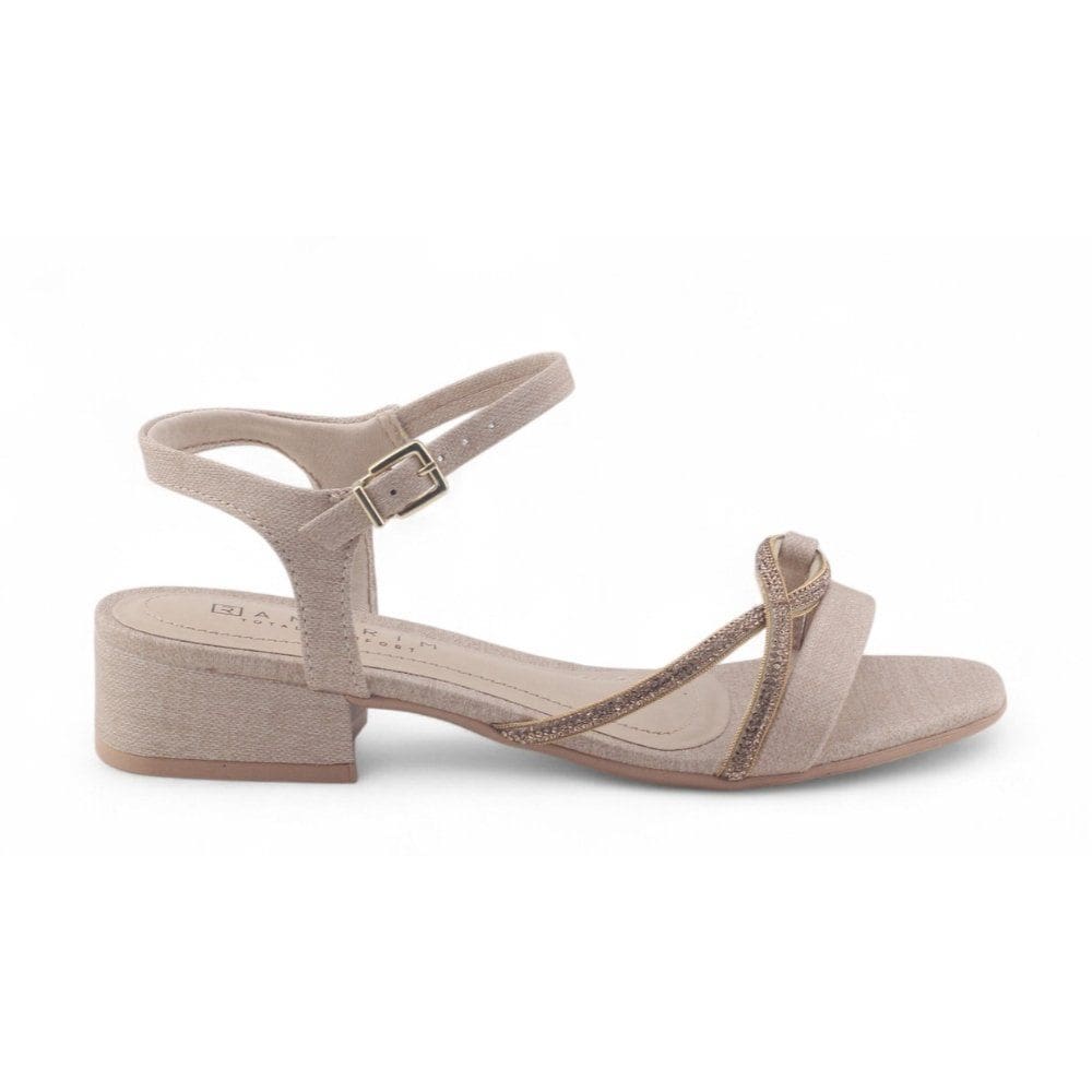 Sandália Feminina Ramarim 24-48251 Salto Bloco Baixo Strass