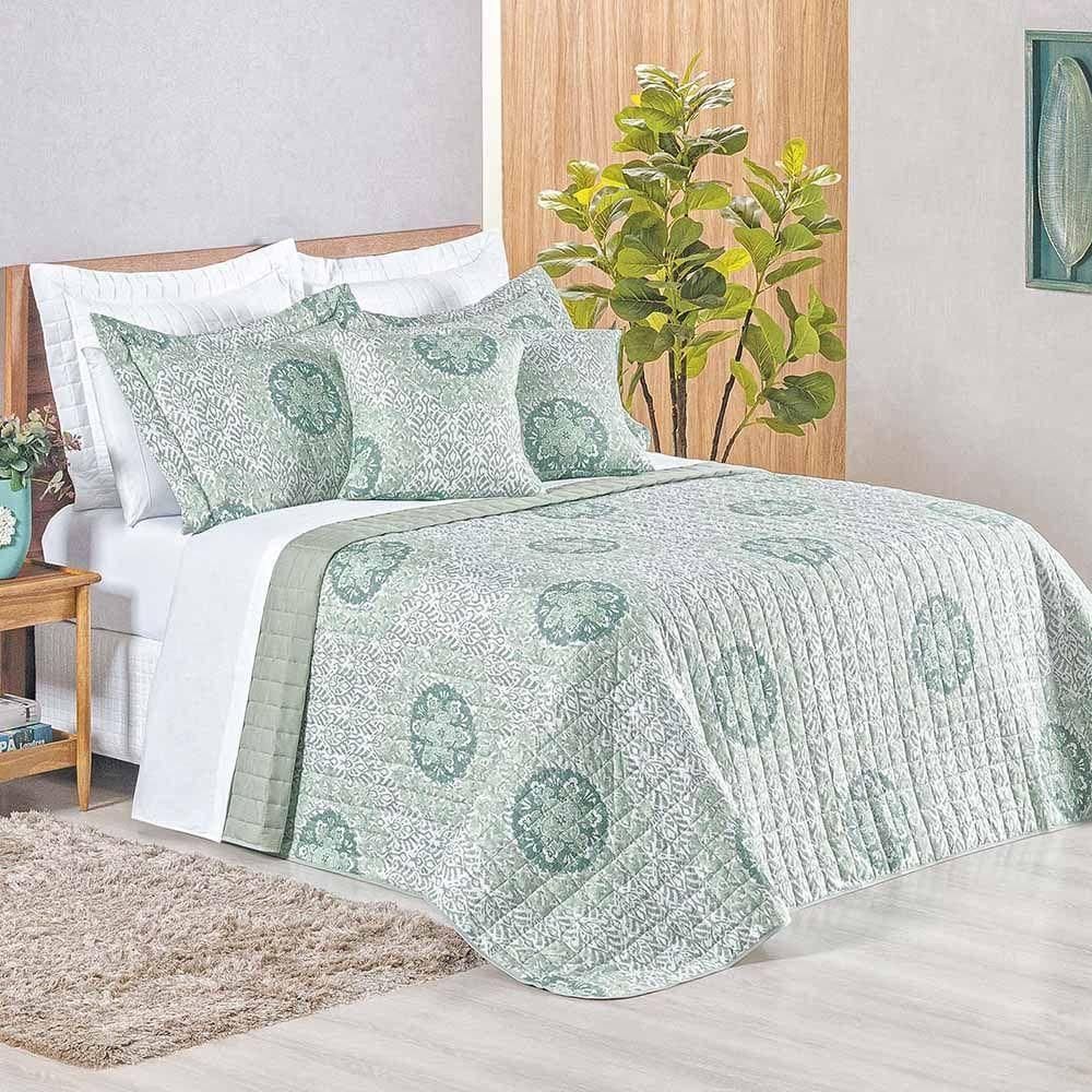 Kit Cobre Leito Colcha Tunes King 3 Peças Estampado 180 Fios Lotus 100% Poliéster