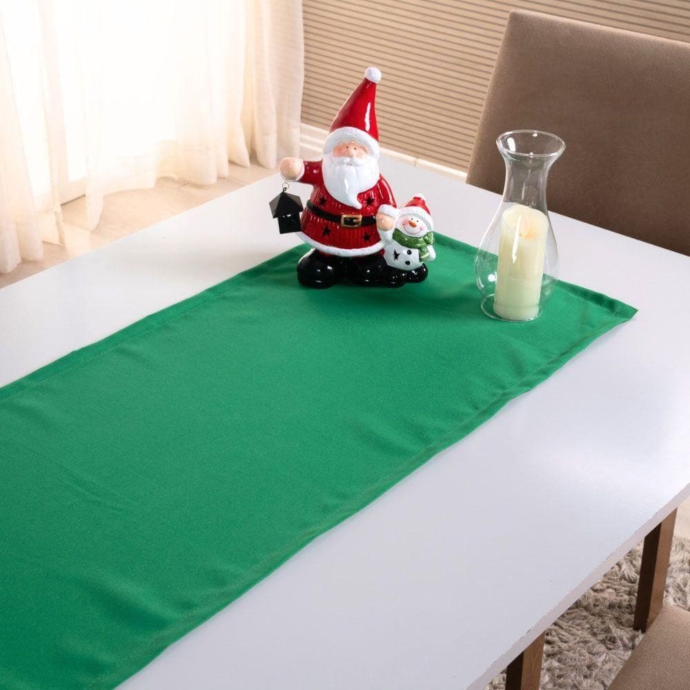 Caminho De Mesa Basic Liso 1 Peça 1,30m X 40cm Decorativo Tecido Oxford Verde 100% Poliéster
