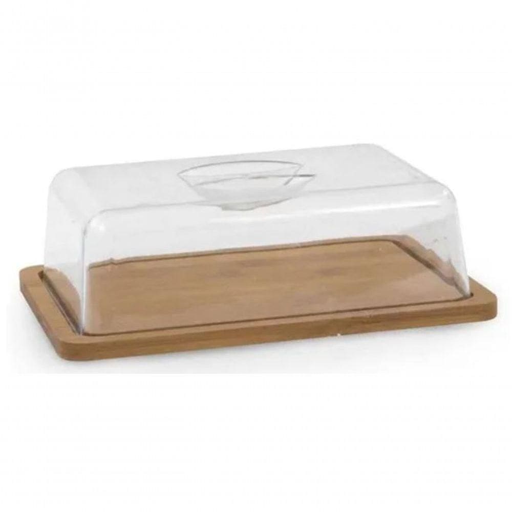 Porta Manteiga Com Tampa Ecokitchen Bambu E Acrílico 20x13 Cm - Mimo Style - Bm20188
