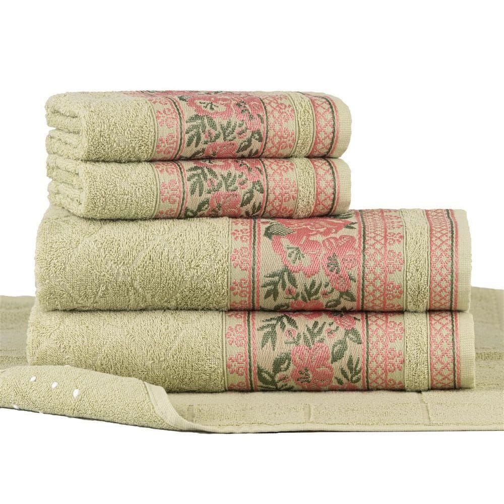 Jogo Toalhas De Banho Fio Penteado 5 Peças Jacquard - Nice - Malva