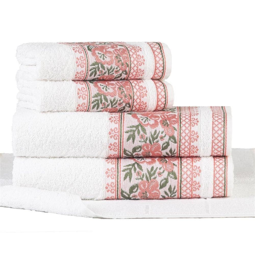 Jogo Toalhas De Banho Fio Penteado 5 Peças Jacquard - Nice - Branco