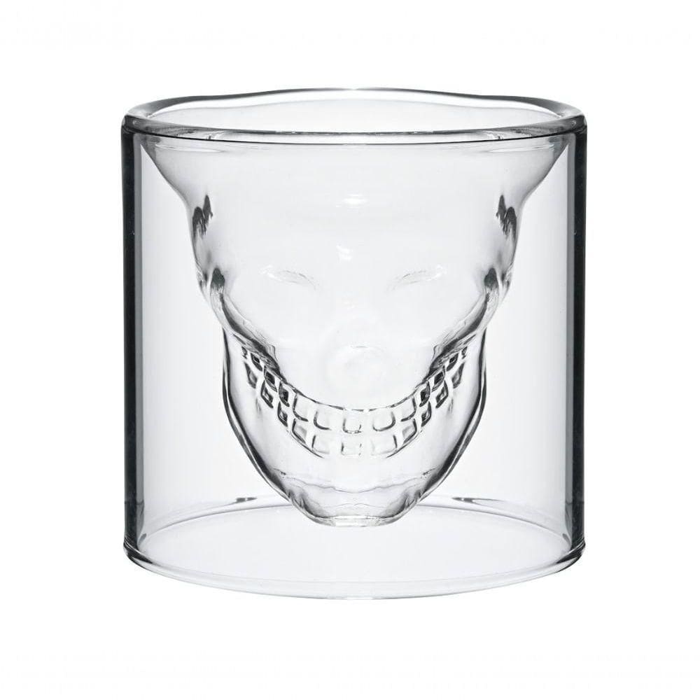 Dupla Copos Caveira Parede Dupla Vidro Boro 75 Ml Mimo Style
