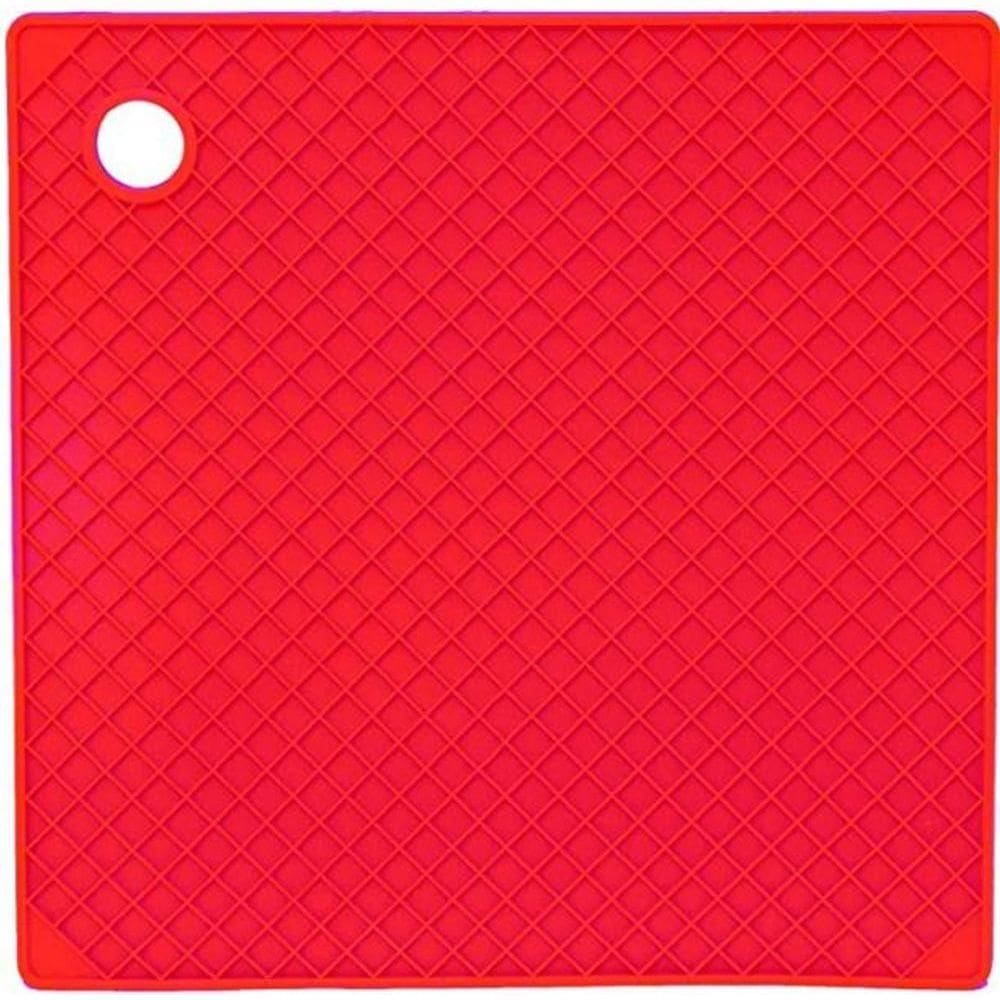 Descanso De Panela Quadrado De Silicone Vermelho 18x18 Cm - Mimo Style - Sn13282