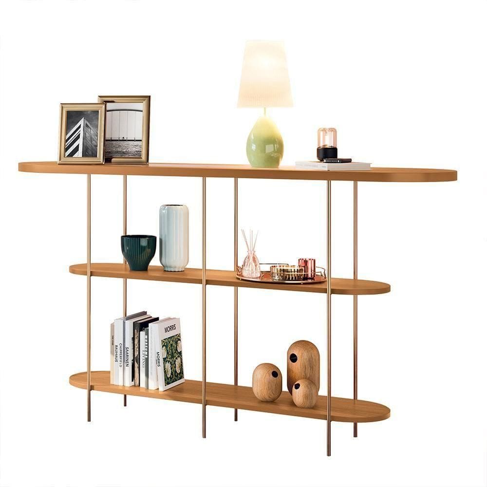 Aparador Decorativo Sala De Estar Walker Pés Em Aço Tampo Vidro Cinamomo G26 - Gran Belo