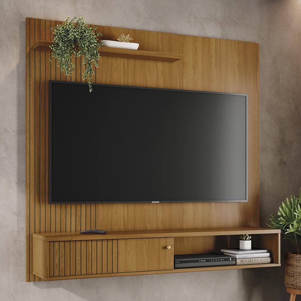 Painel Bancada Suspensa 1 Porta Tvs Até 65 Polegadas Aurora - Cumaru