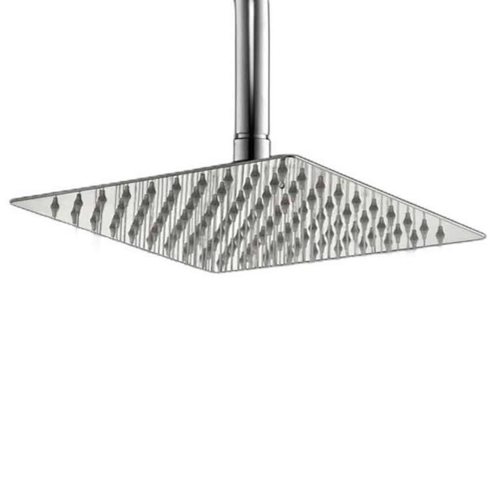 Ducha Inox Quadrada 30X30 Cm Teto Cromada Braço Redondo Pex