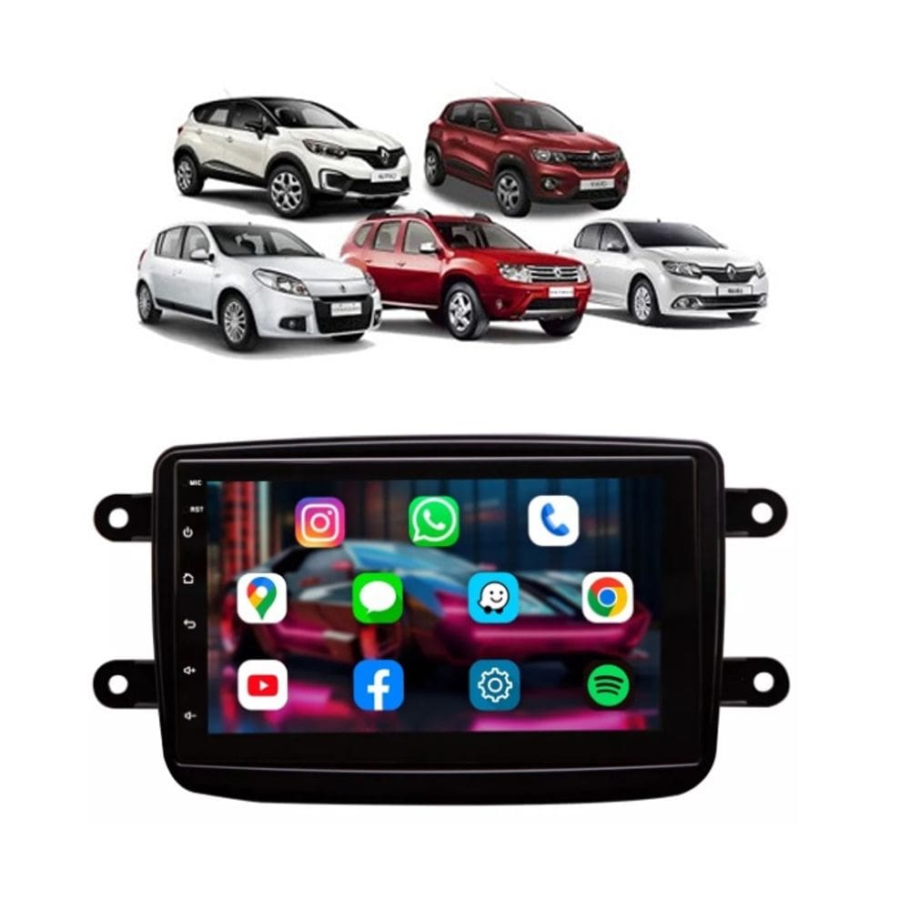 Kit Multimídia Sandero Logan Kwid Duster Captur Android 7 Pol 2/32GB Carplay - 701KC FirstOption