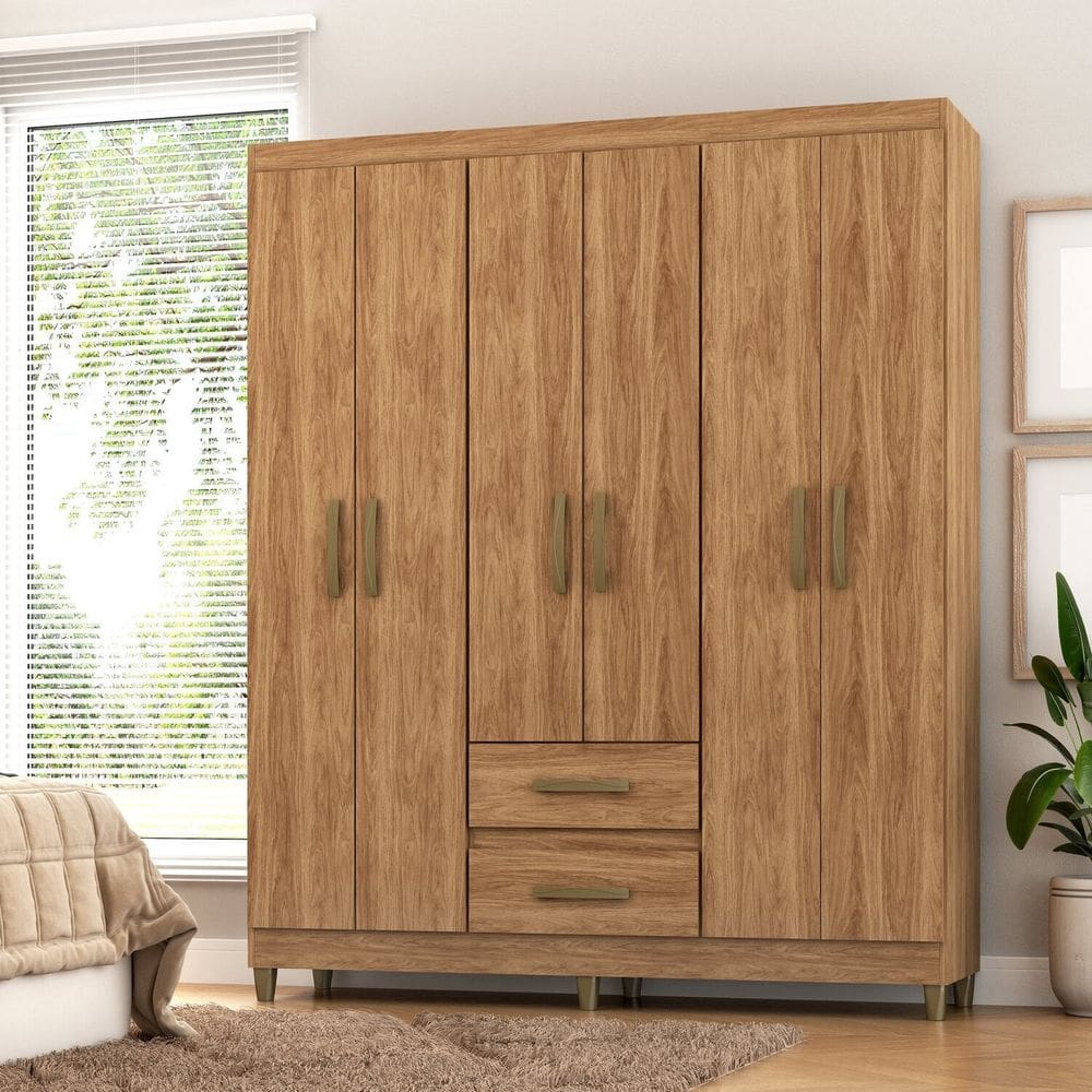 Roupeiro Coimbra 6 Portas 2 Gavetas Mel