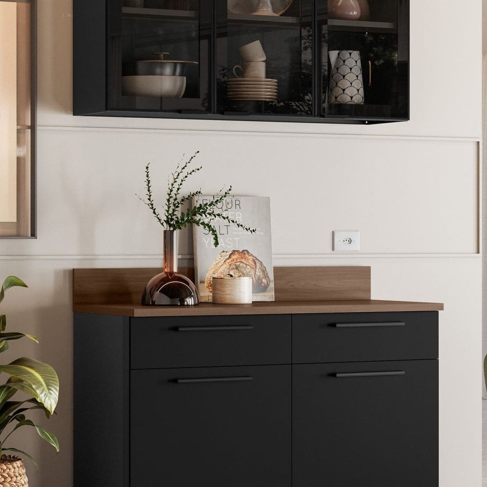 Cozinha Modulada em Aço 2 Peças Rodapé em PVC Exclusive Grafite/Preto Matt
