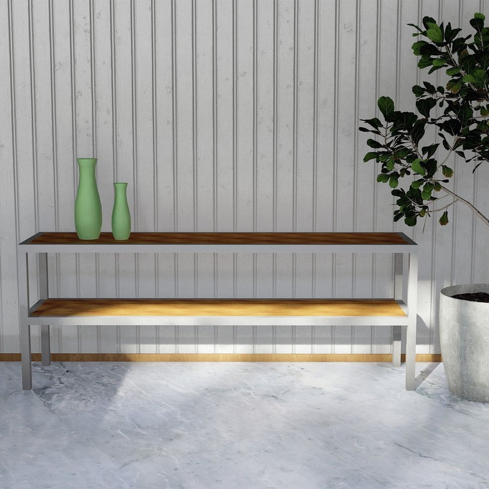 Aparador para Jardim 200cm em Estrutura de Alumínio Malta Cinza/Madeira