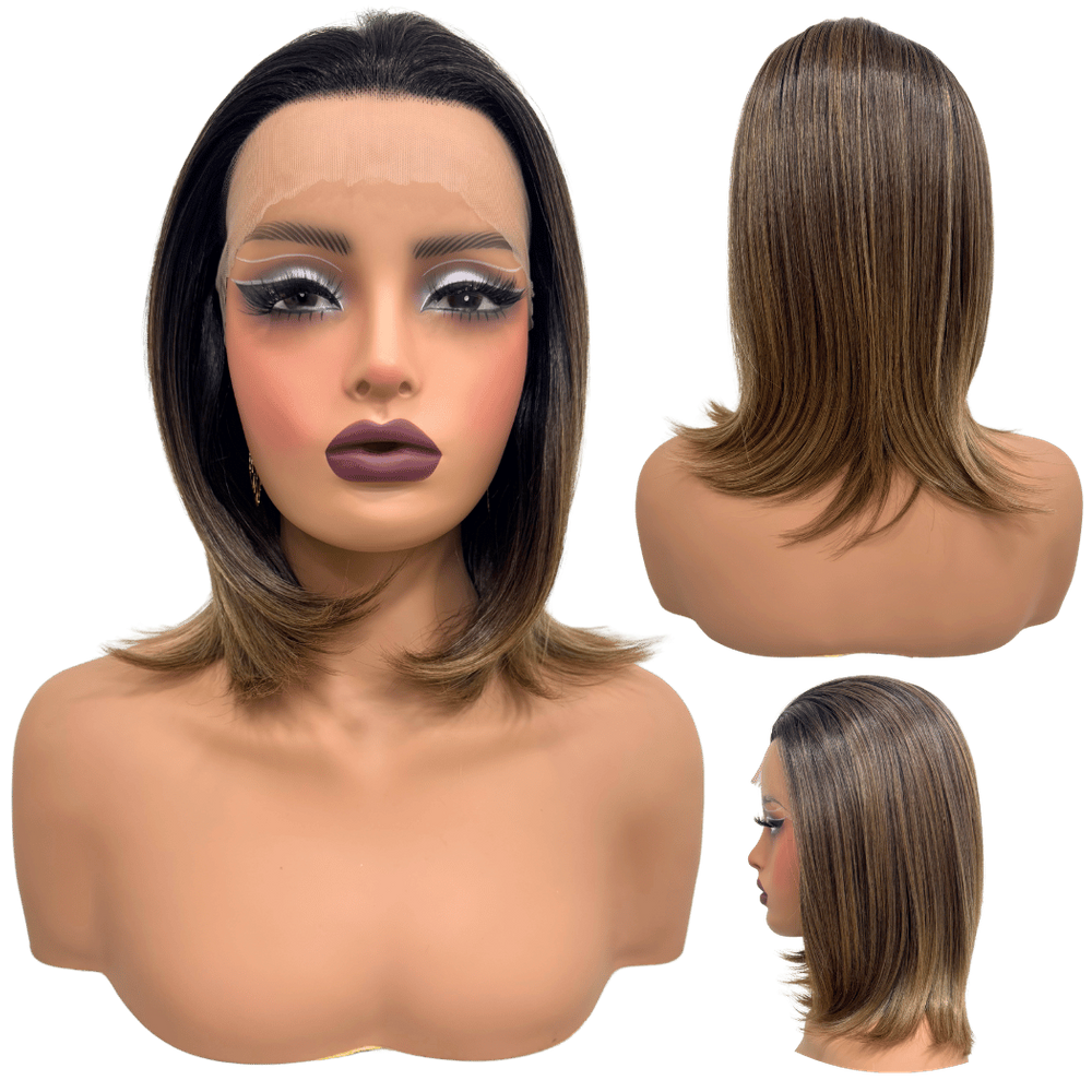 Peruca front lace média curta orgânica futura 13x1 premium