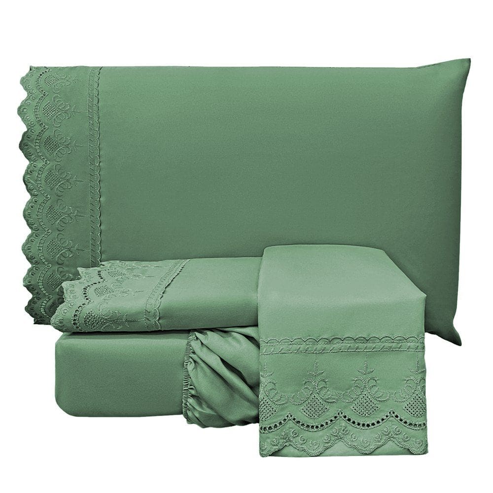 Jogo de Lençol Casal Padrão Lauren 300 Fios 4 Peças - Esmeralda