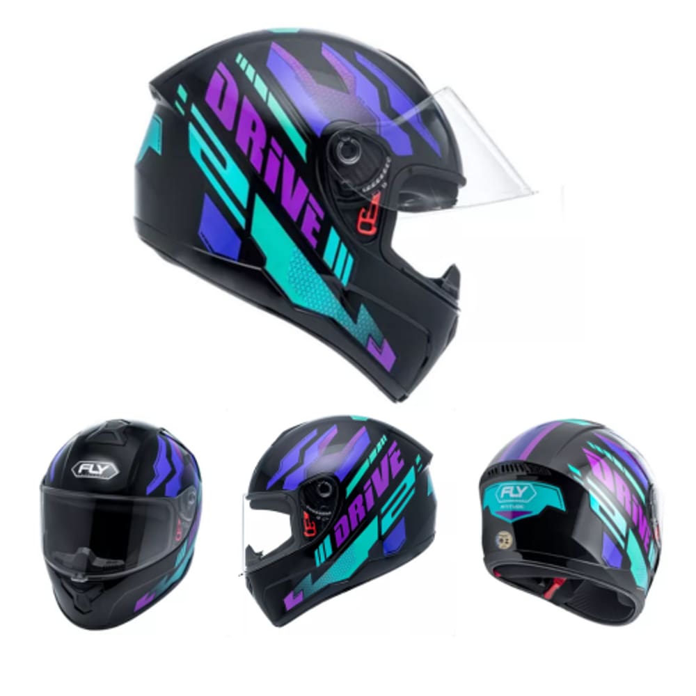 Capacete Fly Drive 2 Hg Esportivo Com Narigueira Alta Roxo