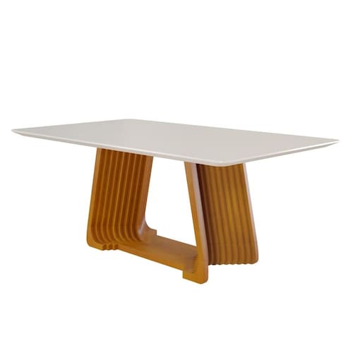 imagem-Mesa de Jantar Moderna Madeira Maciça com Vidro 2,40x1,10m - Turmalina - Harmonia Salas - Marrom