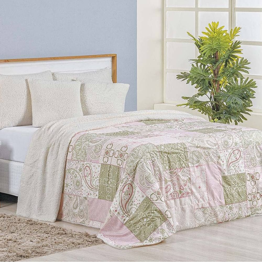 Cobertor Queen Top Line Estampado Hipercal/Sherpa 1 Peça - Loire - 100% Poliéster