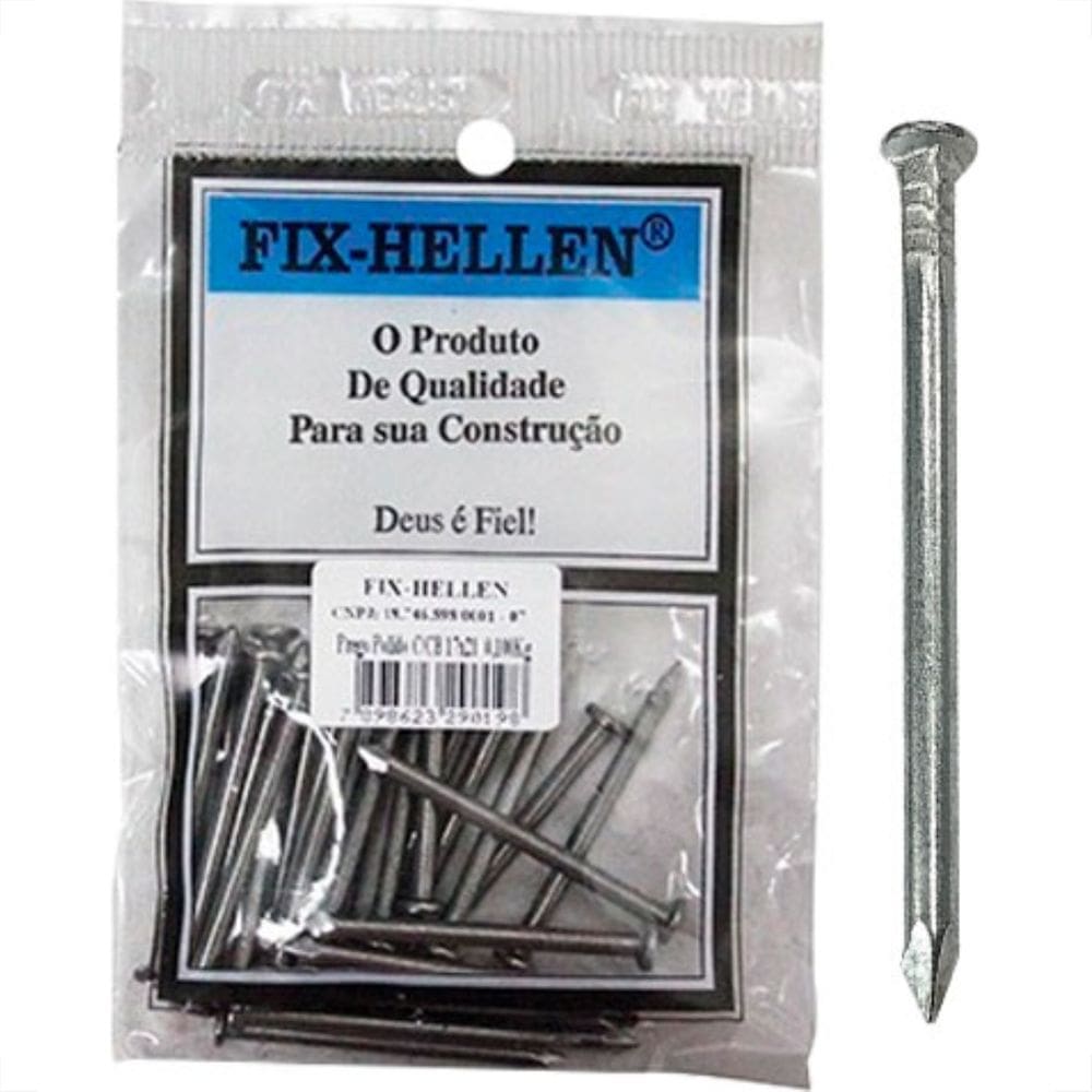 Fix-Hellen Prego F.Hellen Pol.C/Cabeça 08X08 C/ 50G - Kit C/10 Pt