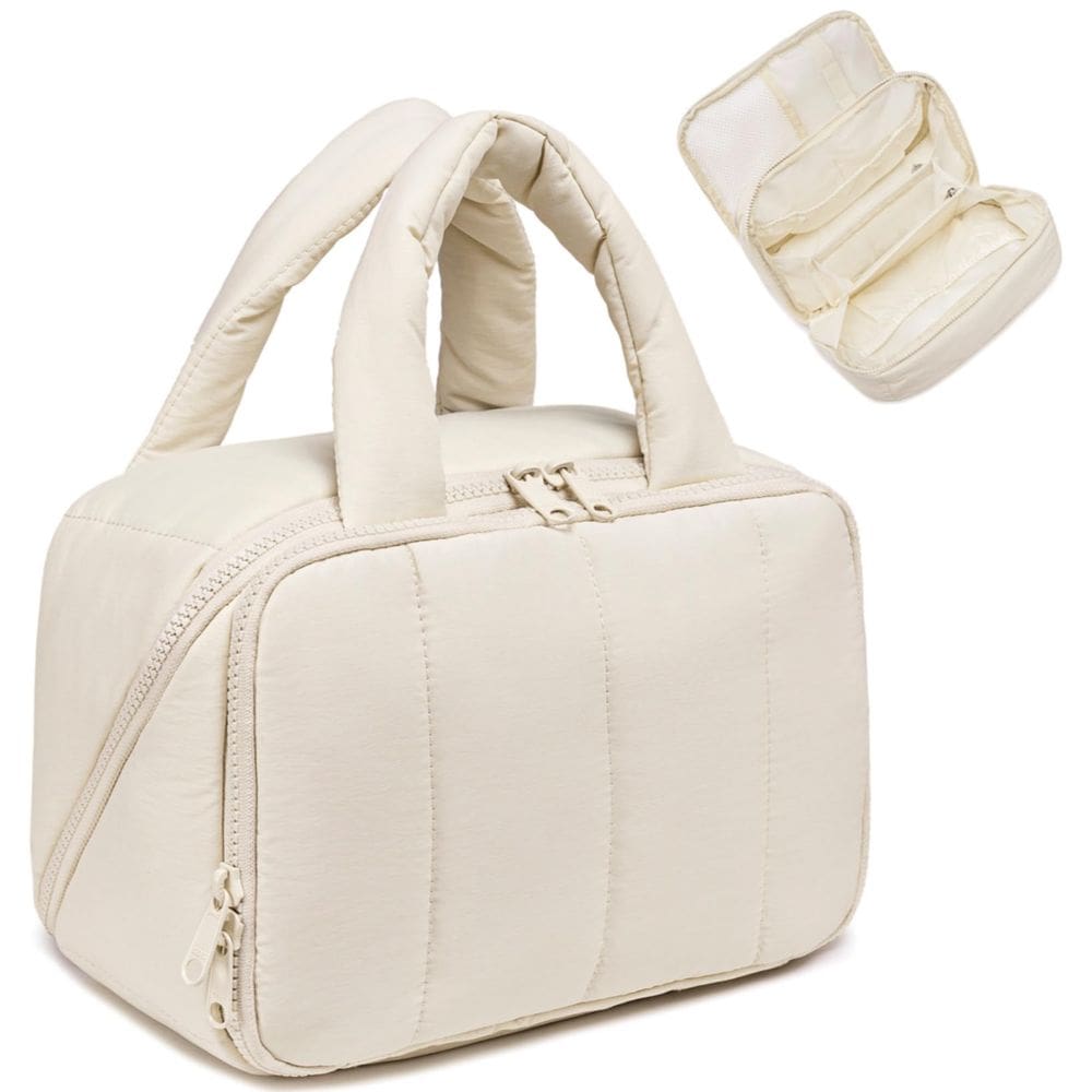 Bolsa de higiene de viagem CAMTOP para mulheres, leve, bege
