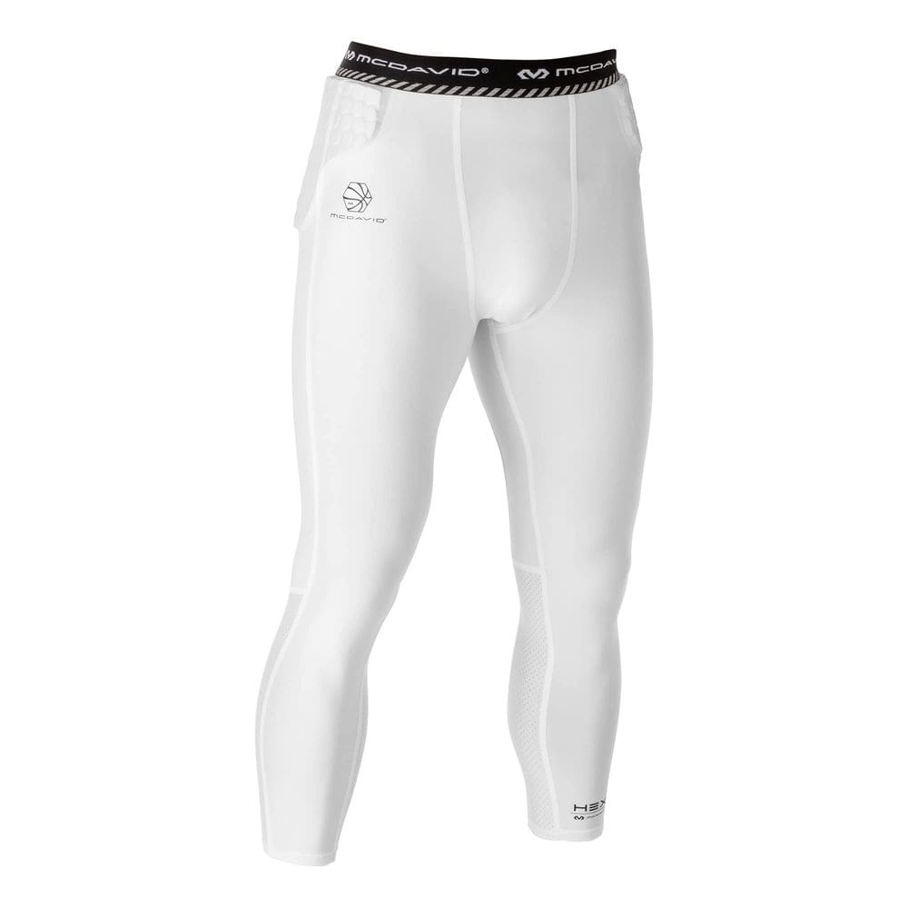 Calça de basquete McDavid HEX com almofadas de quadril e cóccix brancas M