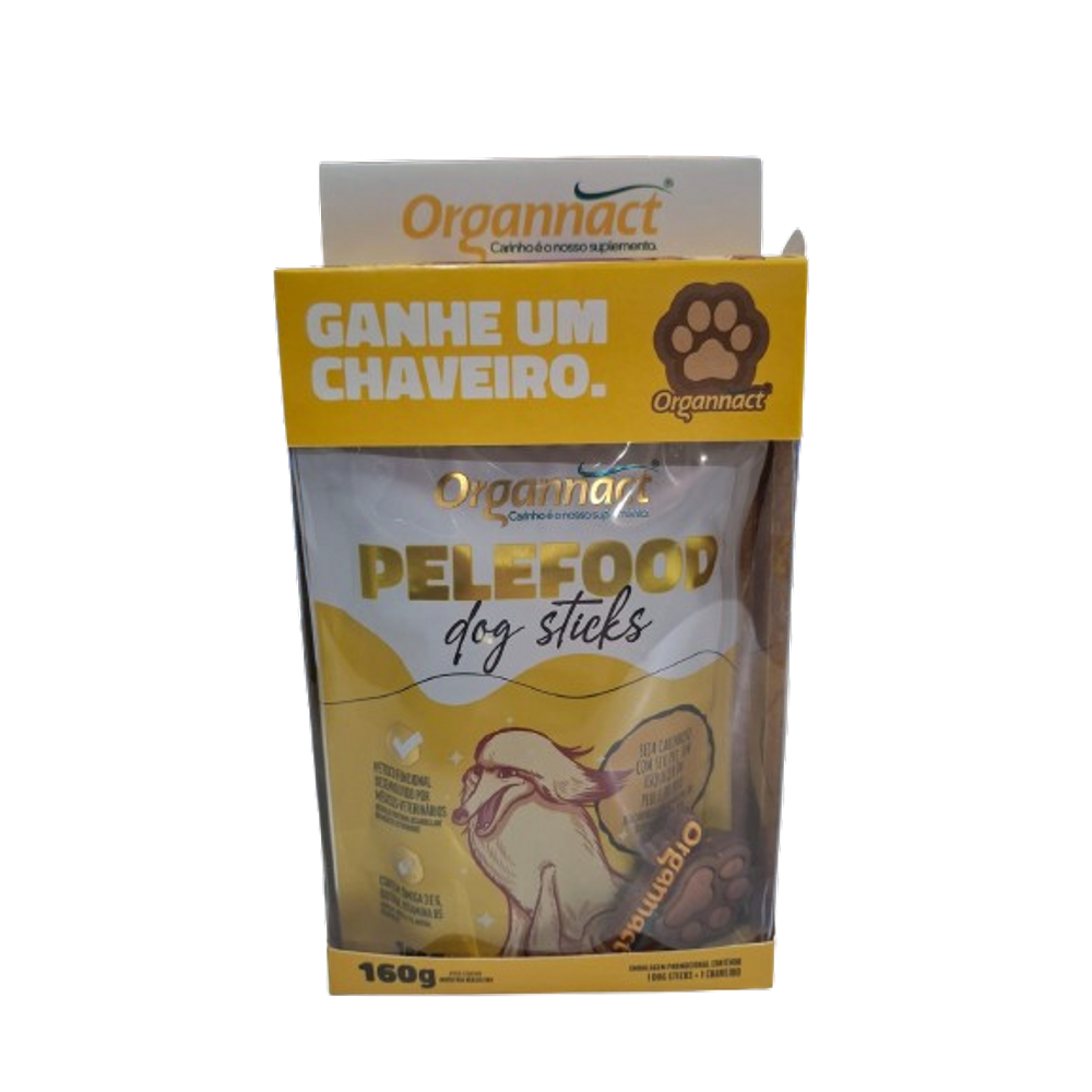 Suplemento Pelefood Dog Sticks 160g + Chaveiro - Organnact