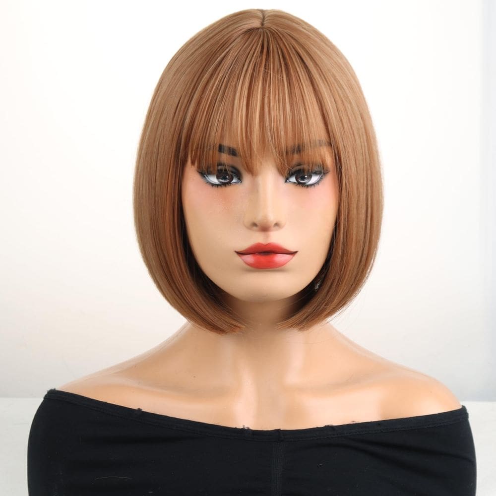 Peruca MAGQOO Strawberry Blonde Bob 30cm sintética para mulheres