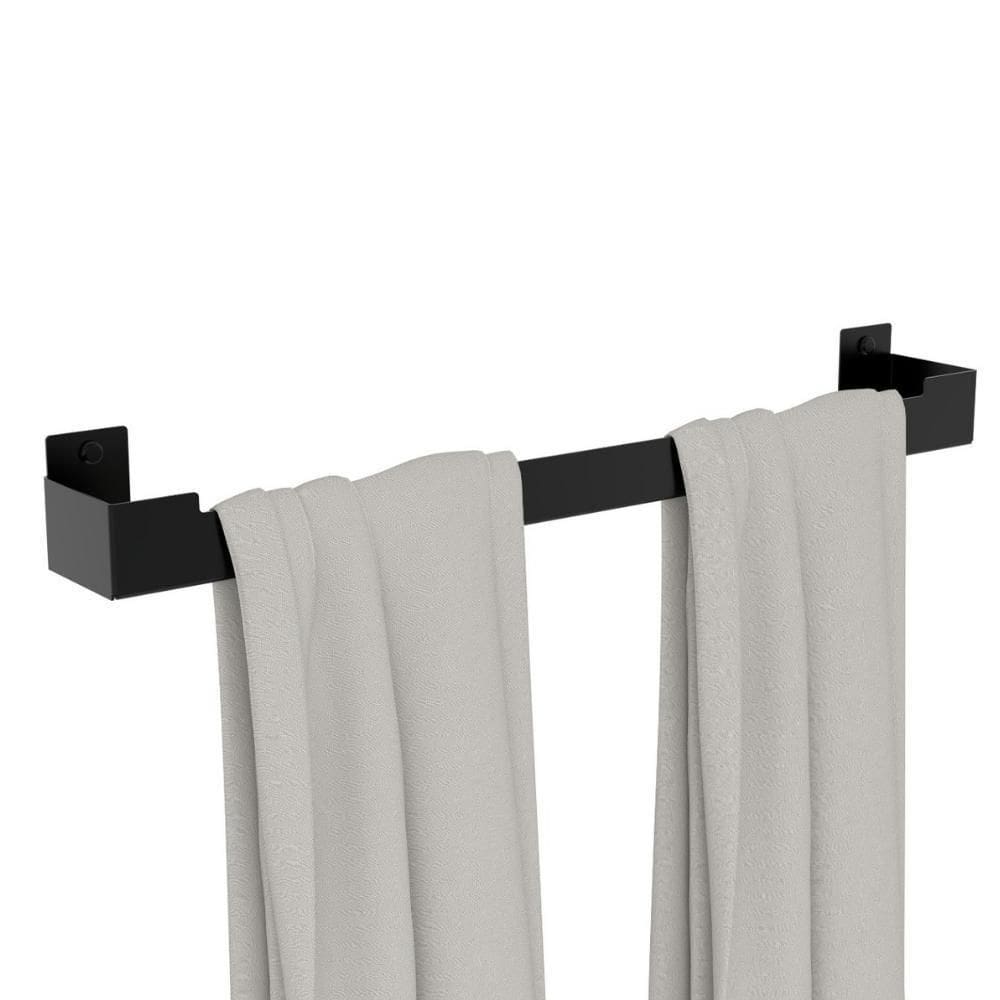 Porta Toalha Banho Suporte Banheiro Toalheiro Preto Elg