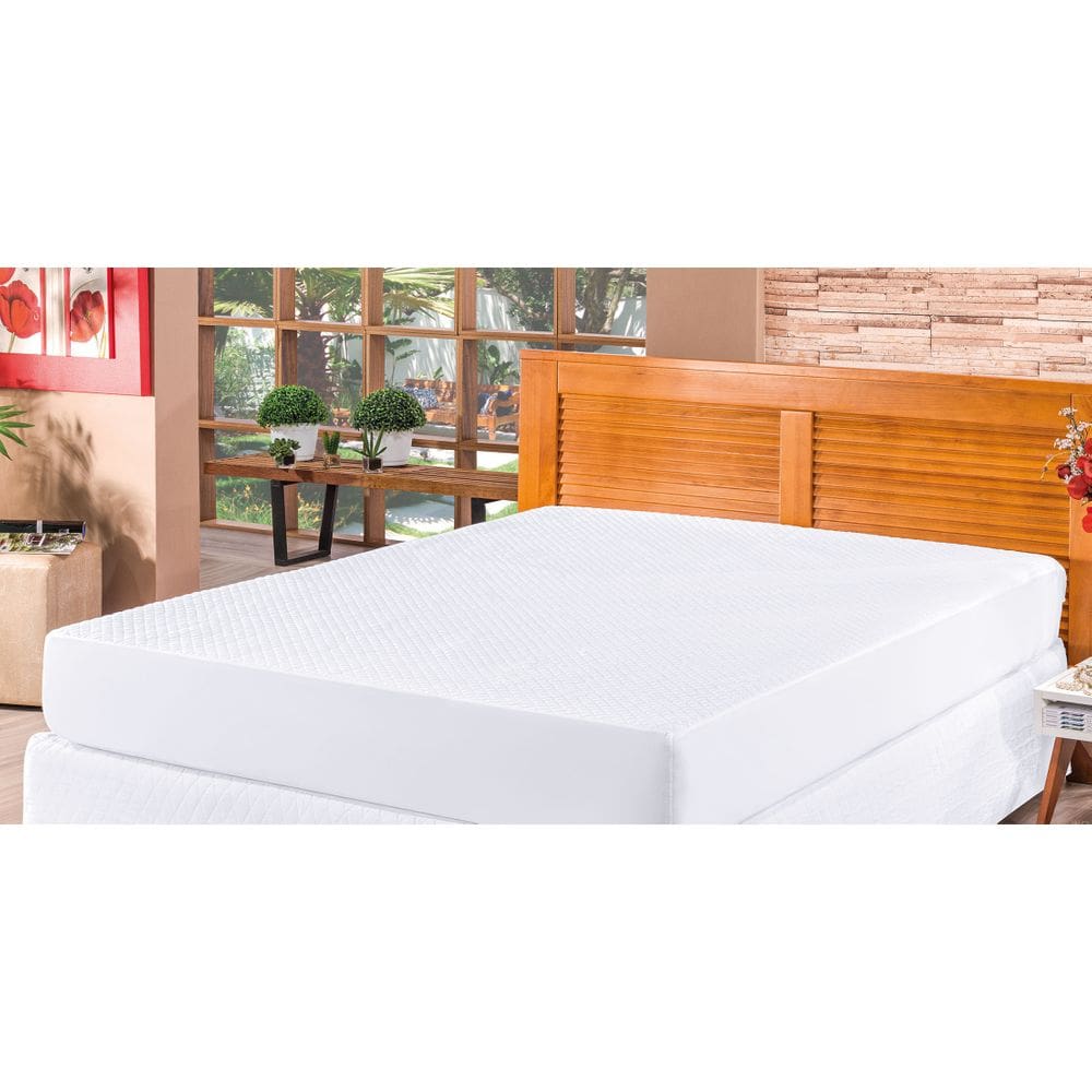 Capa Protetora Impermeável De Colchão Saia Box Padrão Branca