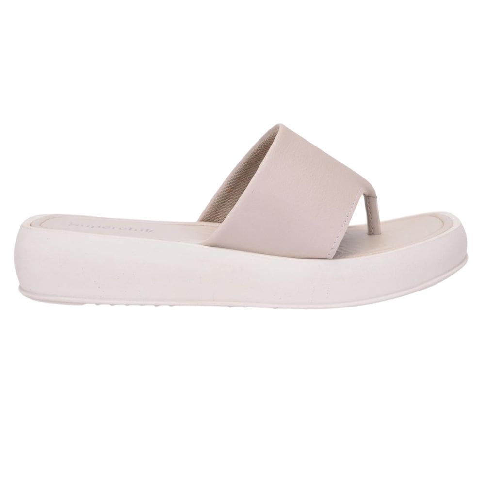 Sandália Tamanco Off White Papete De Dedo Confortável Linda
