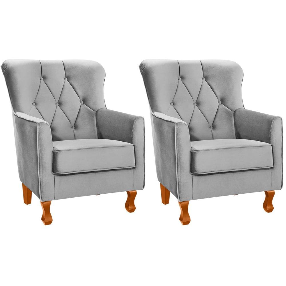 Kit 2 Poltronas para Sala Decorativas c/ Capitonê Carrara