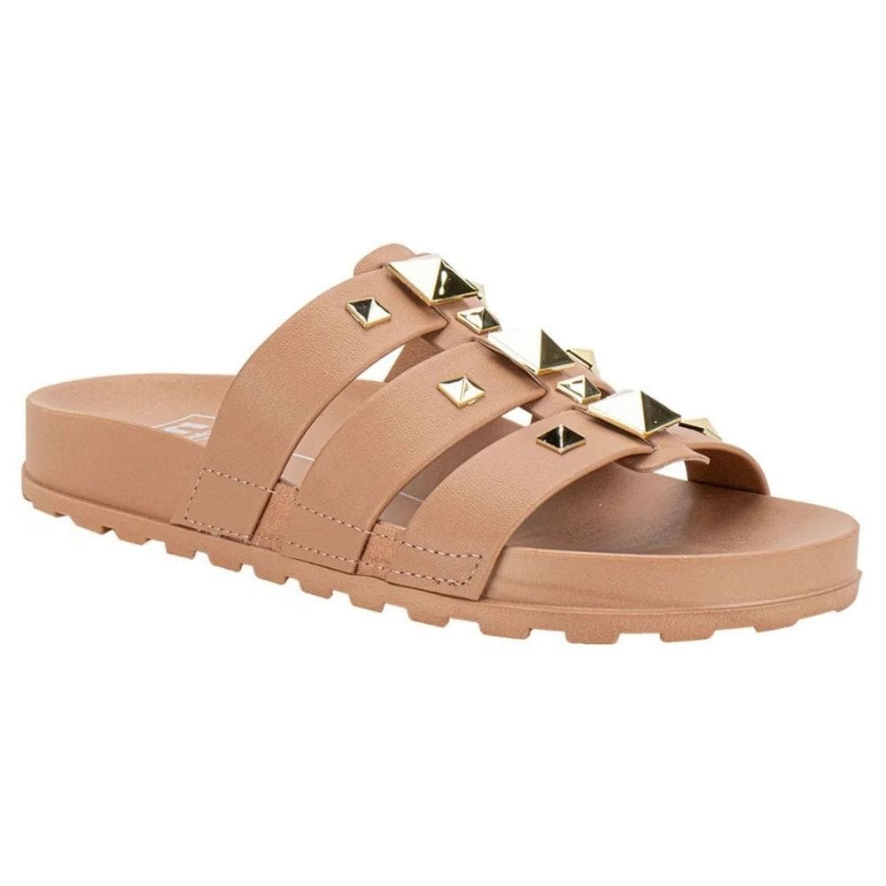 Tamanco Moleca Papete Tiras Largas Feminino Nude