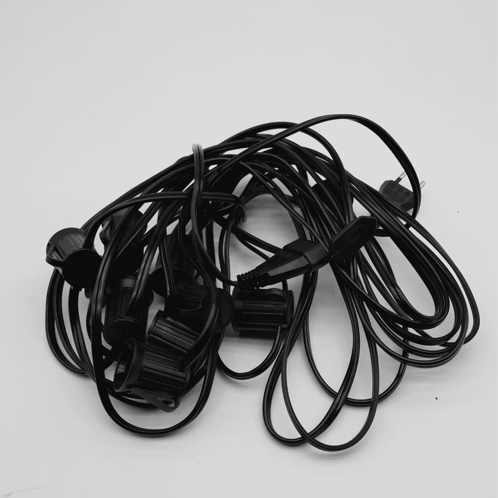 Cordão Varal de Luzes Eco Preto 10E27 10M IP54