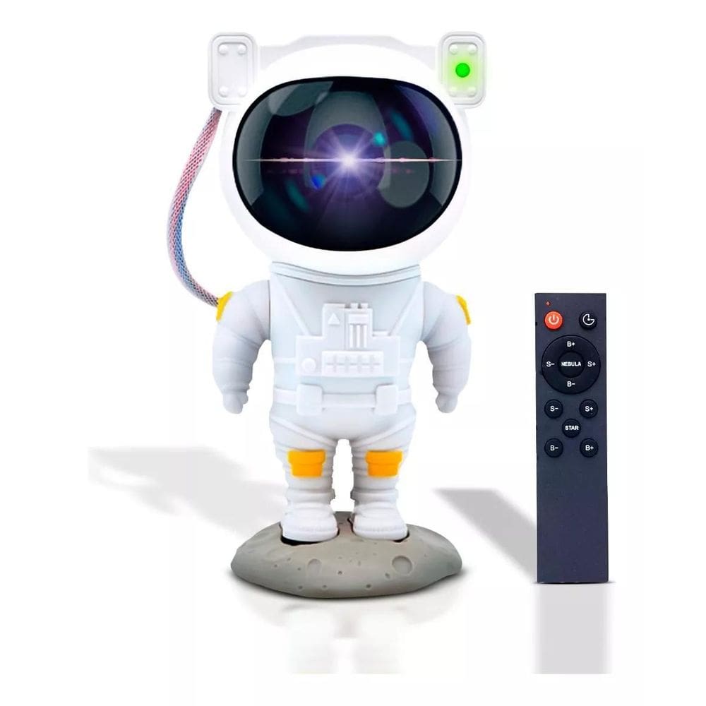 Luminária Astronauta Projetor Galáxia Luz Som