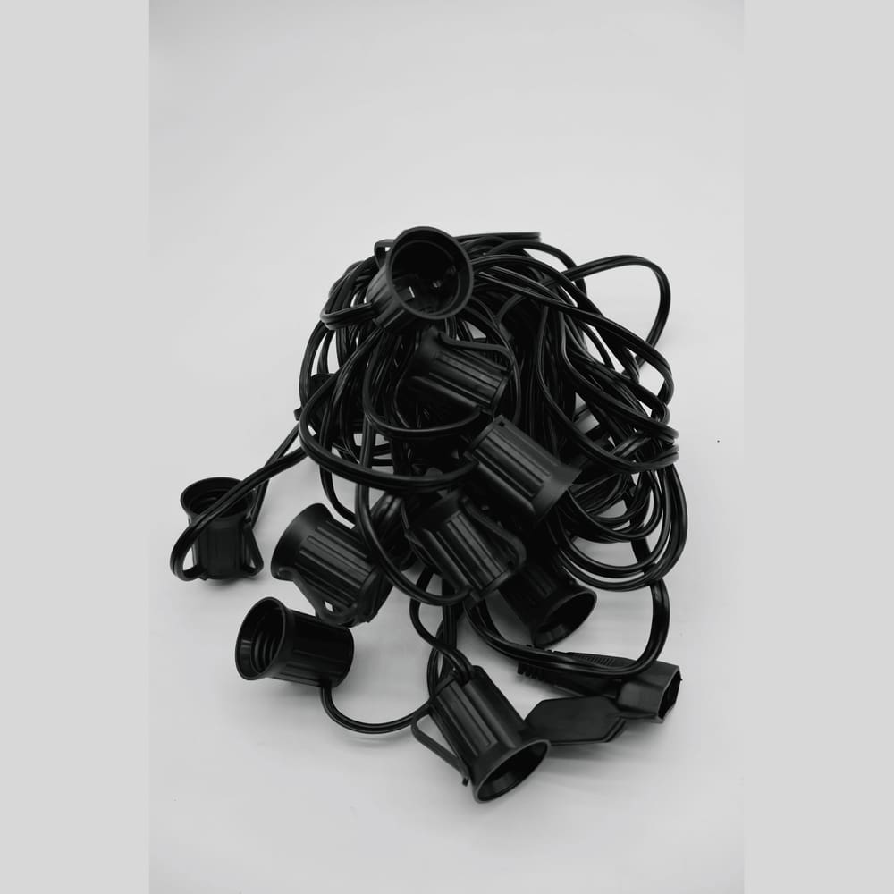 Cordão Varal de Luzes Eco Preto 15E27 15M IP54