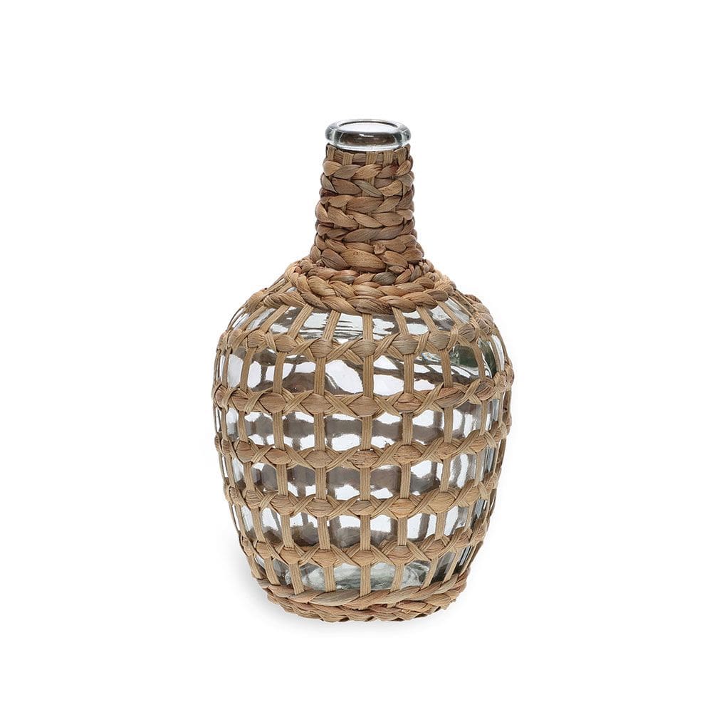Vaso Decorativo em Vidro e Fibra Natural 25cm 19078 Mart