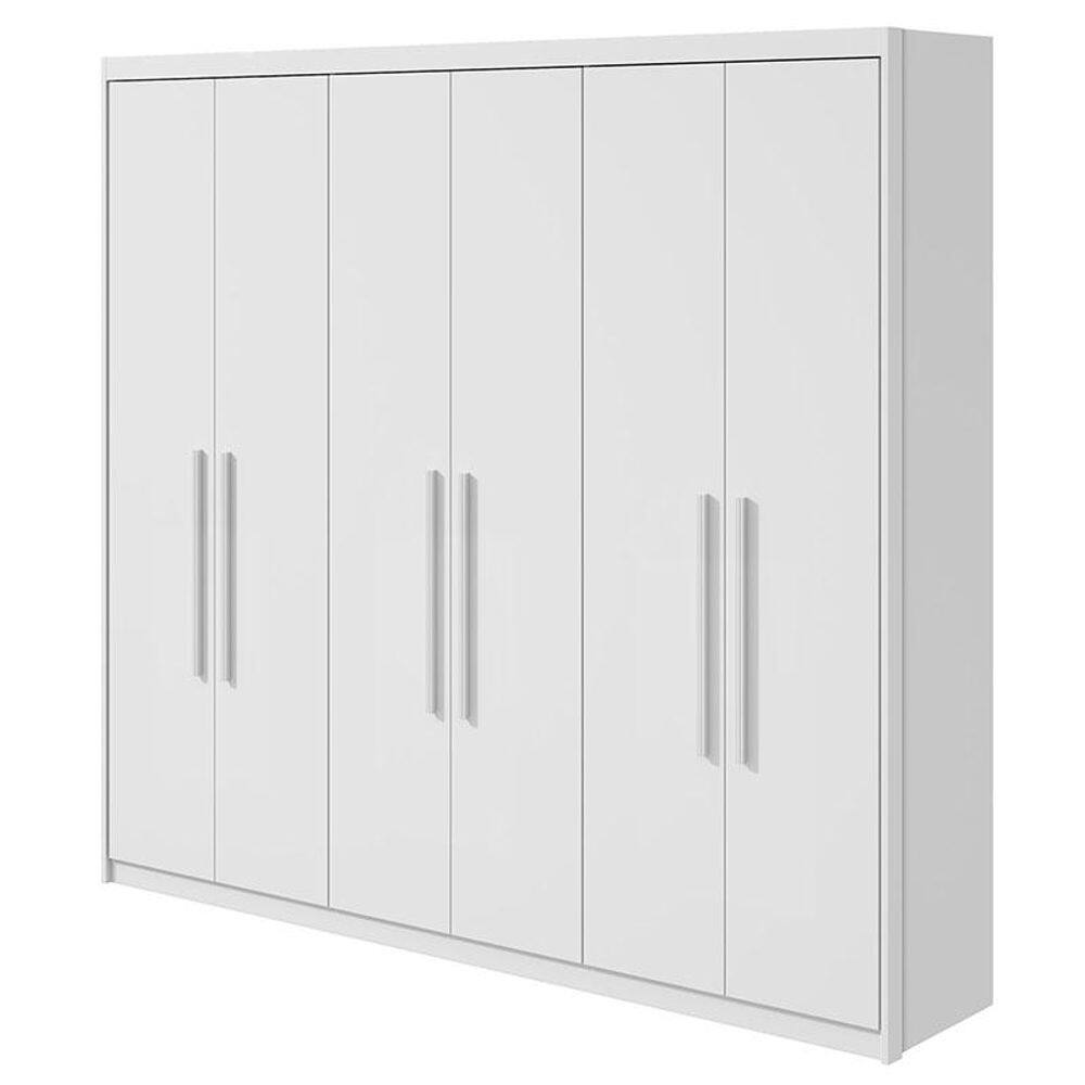 Guarda Roupa Casal Áries 6 Portas Branco Brilho - Lopas