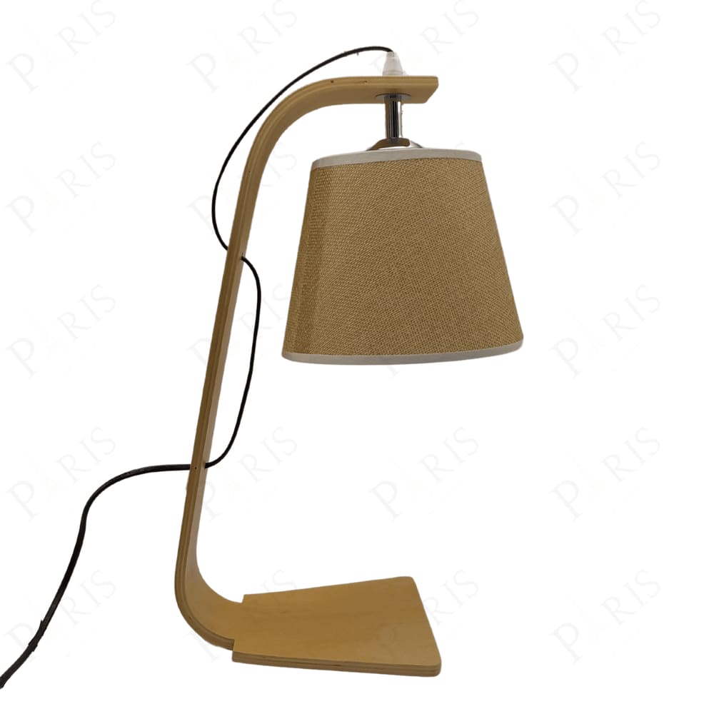 Luminária de Mesa Abajur em Madeira com Cúpula Bege 44cm 1E27 15087-PL