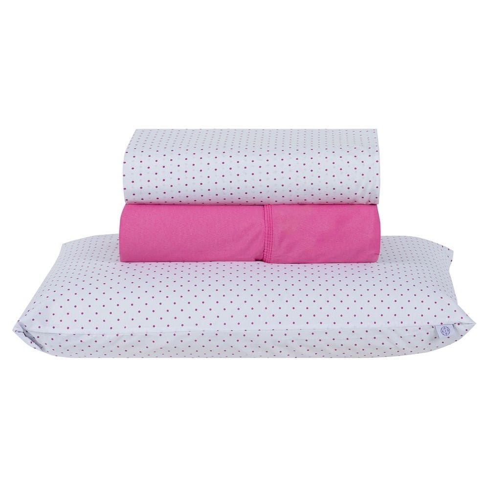 Jogo de Lençol Solteiro Home Style 180 Fios 3 Peças - Polka Pink