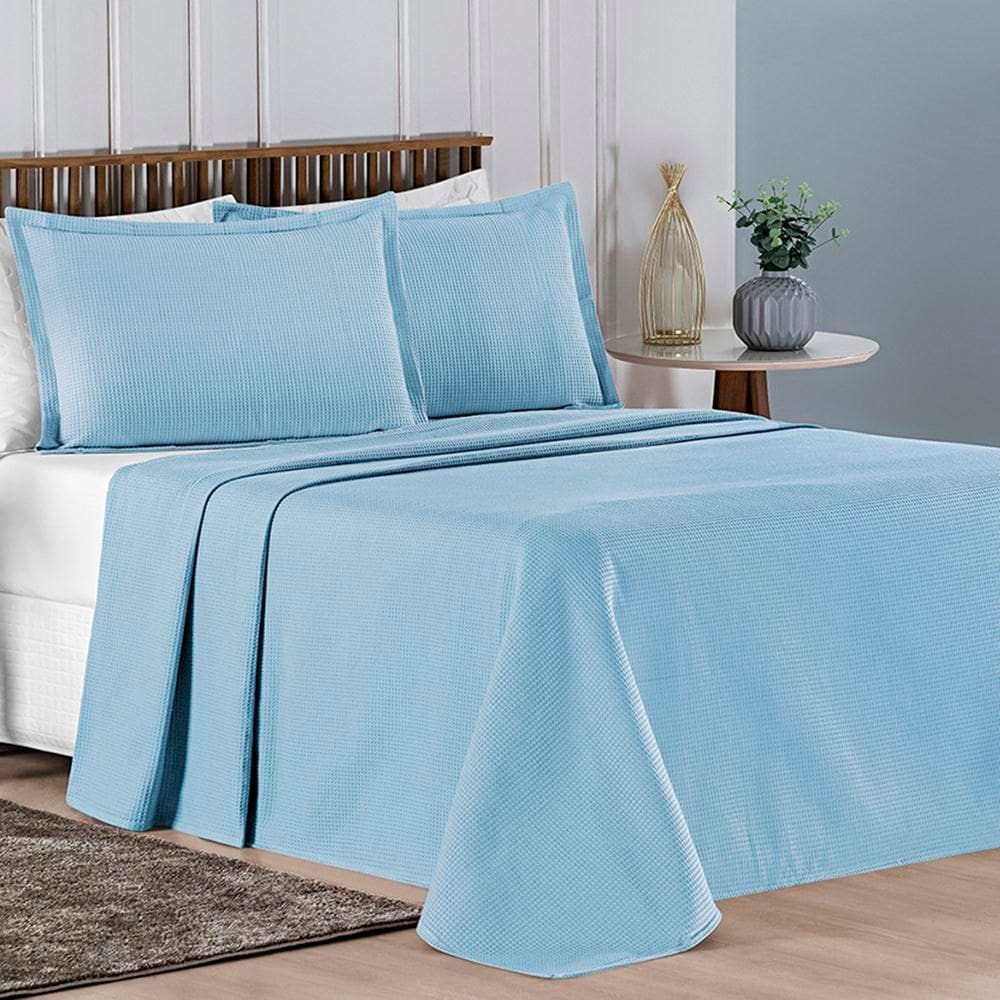 Cobre Leito King Charm Piquet 100% Algodão 3 Peças - Serenity