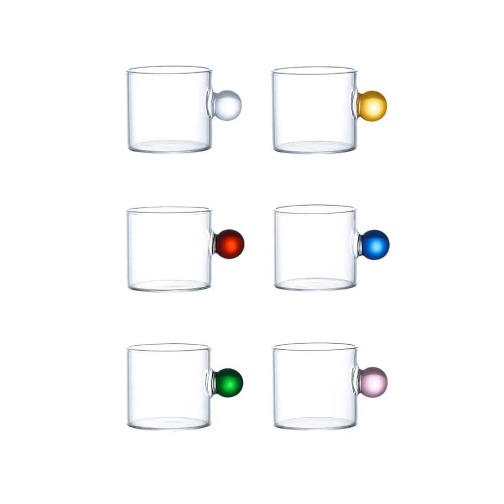 Conjunto 6 Xícaras de Vidro Coloridas 100ml BL2001 BTC