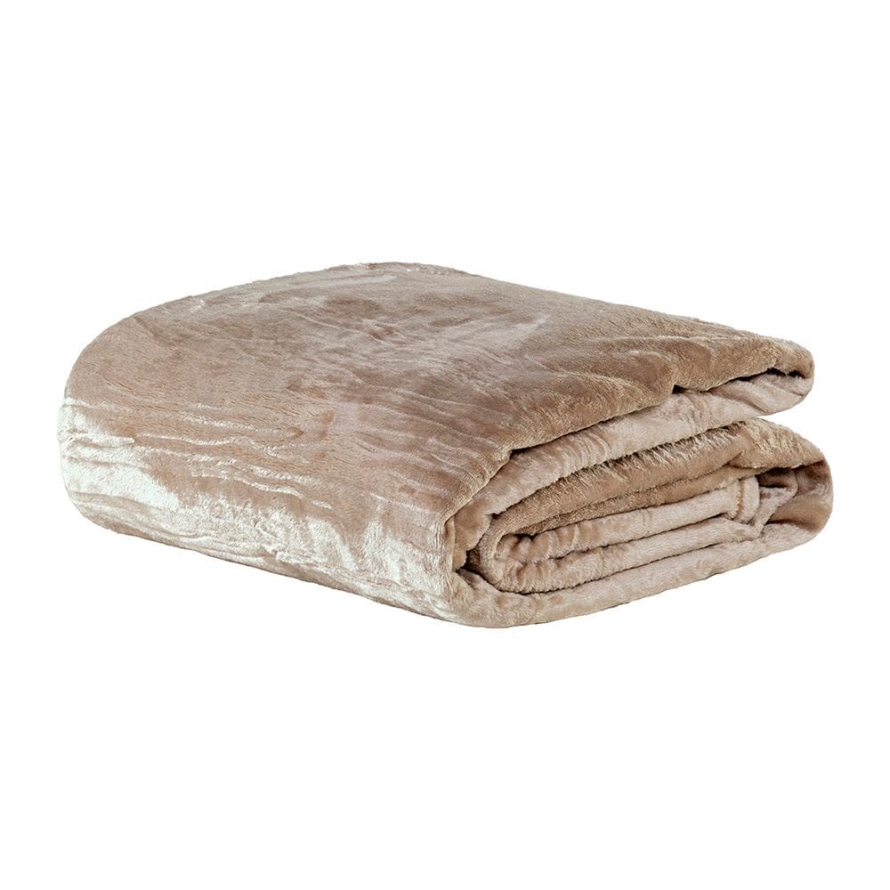 Manta Cobertor Queen Siberia Flannel Microfibra - Sand - Flanel 100% poliester