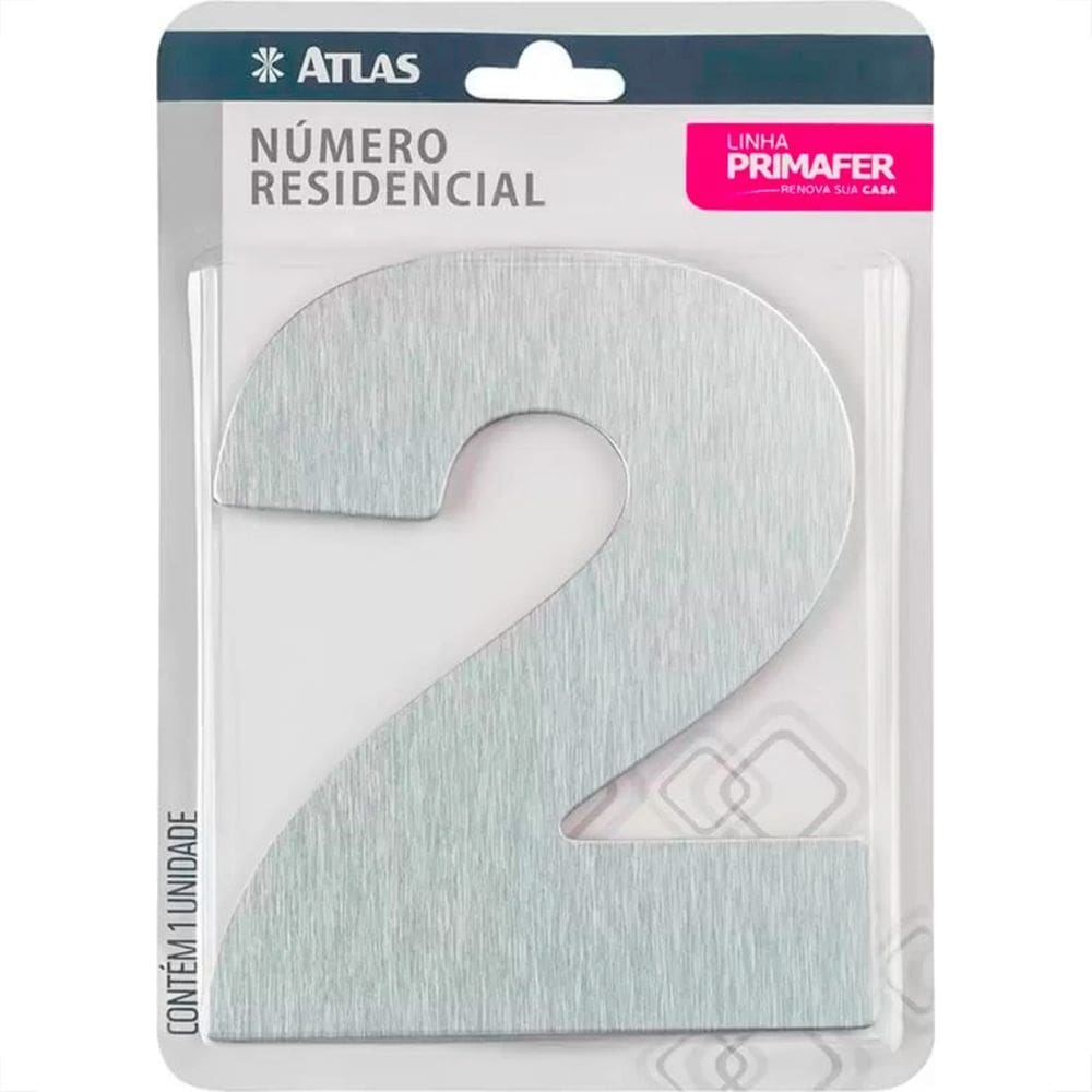 Numero Residencial Atlas Escovado 6Cm Nº 2