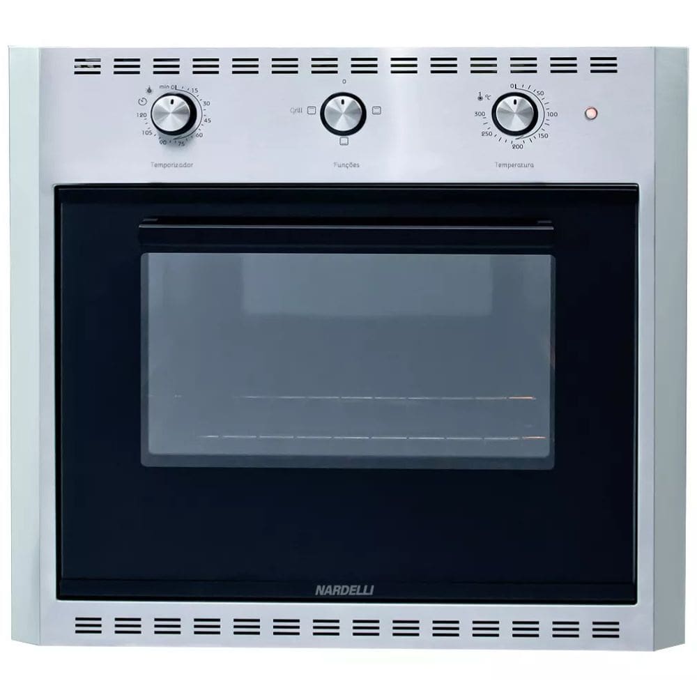 Forno Elétrico De Embutir Nardelli E60 Luz interna e Função Grill 60Litros Inox 127V