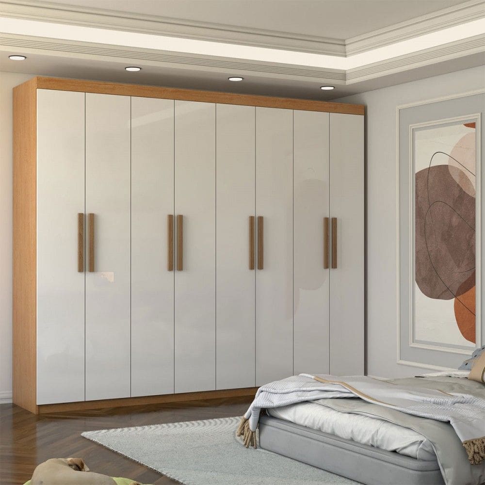 Guarda-Roupa Casal Nirvana 8 Portas 4gavetas Cinamomo/Branco - Panorama Móveis